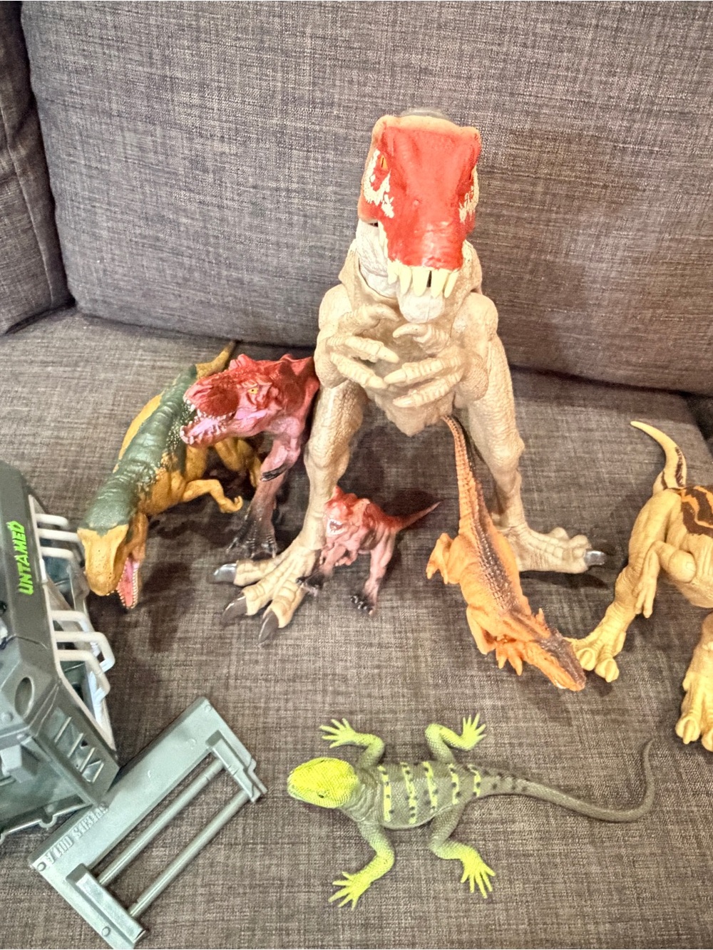 Assorted Dinosaur Toy Lot - Beige, Red, Yellow, Green - Picture 2 of 4